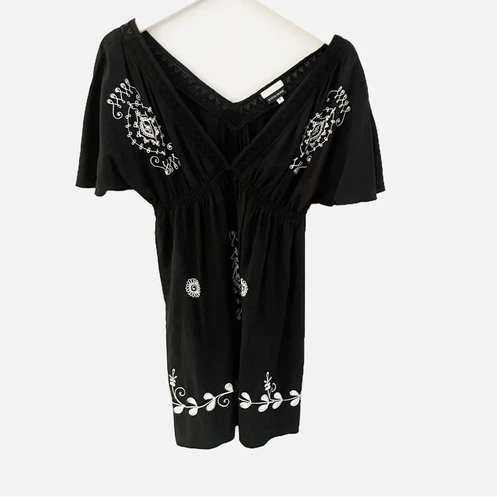 Boston Proper Debbie Katz Embroidery Beach Swim Cover Up Boho Size Medium